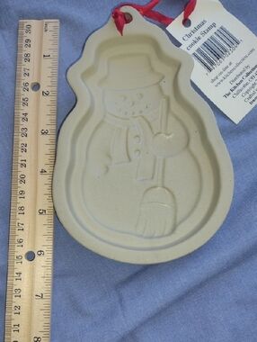 New Snowman Stoneware Christmas Cookie Stamp By The Kitchen Collection Inc.